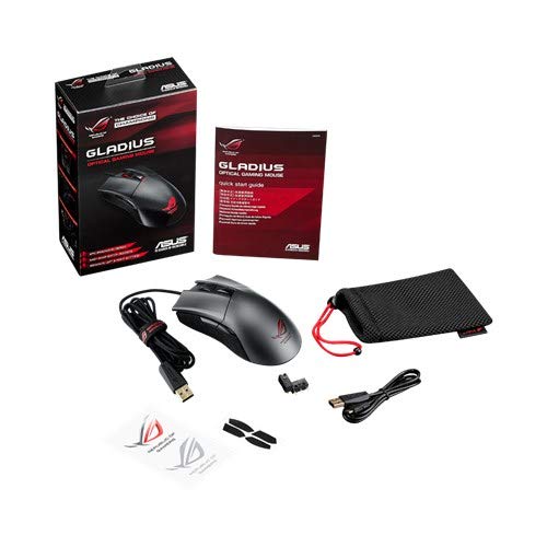 ASUS ROG Gladius - Ratón óptico Gaming 6400 dpi y Resistencia a Clic Personalizable, Color Negro