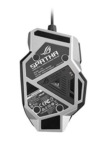Asus ROG Spatha - Ratón gaming con 12 botones pAsus ROGramables, hasta 8200 dpi, conexión por cable y inalámbrica, zócalos intercambiables, chasis de magnesio, interfaz Asus ROG Armoury