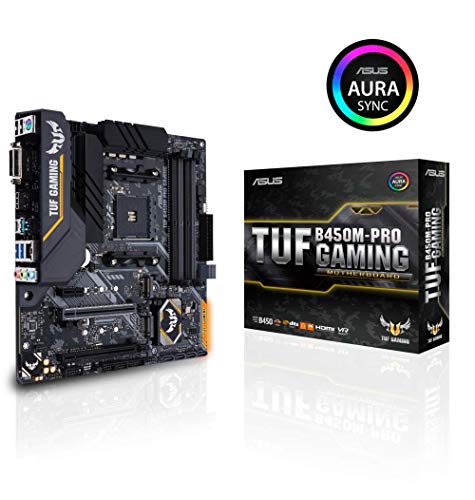 ASUS TUF B450M-PRO Gaming - Placa Base de Gaming mATX AMD B450 con iluminación Aura Sync RGB LED, Soporte de DDR4 3553 MHz, Dos M.2 y USB 3.1 Gen. 2 Nativo, soporta Ryzen 3000