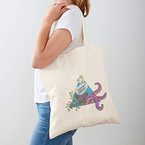 Atarahavenue Cute Pernelle Calligraphy Opale Tentacles Triangle Flowers Motif Tote Cotton Very Bag | Bolsas de supermercado de lona Bolsas de mano con asas Bolsas de algodón duraderas