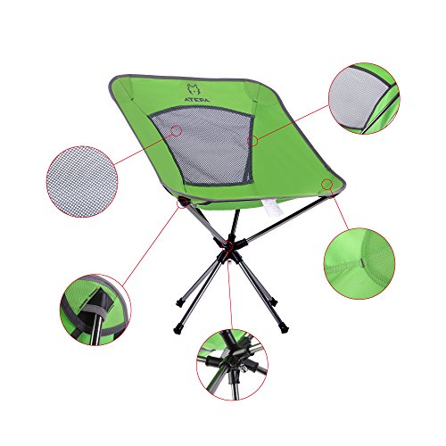 ATEPA Silla giratoria Plegable Ultraligera de la rotación del Grado 360° para Acampar, pescando o Festivales