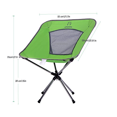 ATEPA Silla giratoria Plegable Ultraligera de la rotación del Grado 360° para Acampar, pescando o Festivales