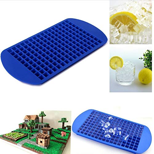 AUFELL Juego de 2 Moldes Cuadrados para Cubitos de Hielo, 160 Unidades, Moldes para cubitos de hielo Molde de forma cuadrada Mini cubitos de hielo Herramienta Para Hacer Cubitos de Hielo Pequeños Azul