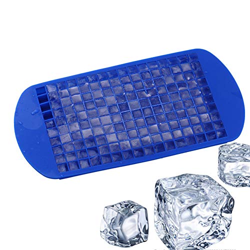 AUFELL Juego de 2 Moldes Cuadrados para Cubitos de Hielo, 160 Unidades, Moldes para cubitos de hielo Molde de forma cuadrada Mini cubitos de hielo Herramienta Para Hacer Cubitos de Hielo Pequeños Azul