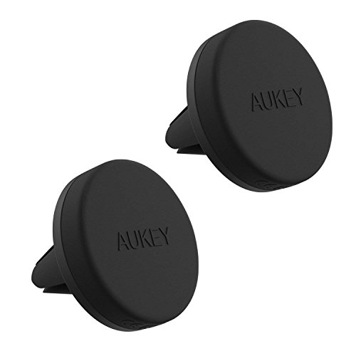 AUKEY Soporte Móvil Coche Magnético Universal (2 Pack) para Rejillas del Aire Soporte Smartphone Coche para iPhone 7 / 6s / 6 / 5s / 5, Samsung Note 8 / S8 / Note 4, LG G3 y Dispositivo GPS - Negro