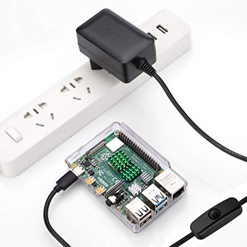 Aukru 5V 3A Cargador Fuente de alimentación con Interruptor USB Tipo C para Raspberry Pi 4 Model B