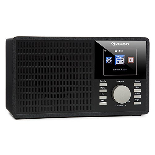 auna - IR-160, Radio por Internet, Alarma, WiFi WLAN, USB, MP3, Entrada AUX, Streaming Música, UPnP DLNA, Pantalla TFT de 2,8", Air Music Control App, Negro