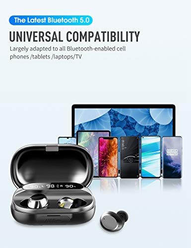 Auriculares Bluetooth, Auriculares Inalámbricos con Micrófono, 150 Horas de reproducción con Caja de Carga, IPX7 Impermeable, para iPhone/Android