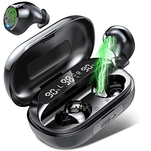 Auriculares Bluetooth, Auriculares Inalámbricos con Micrófono, 150 Horas de reproducción con Caja de Carga, IPX7 Impermeable, para iPhone/Android