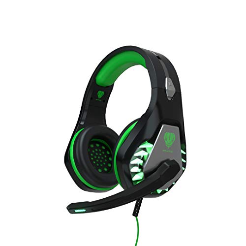 Auriculares Gaming PS4,Cascos Gaming de Estéreo con Micrófono Bass Surround y Cancelación de Ruido Auriculares Compatible para PC/Xbox One/Nintendo Switch/Mac Cascos Gaming 3.5mm Jack con Luz LED