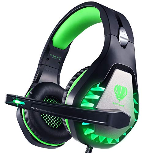 Auriculares Gaming PS4,Cascos Gaming de Estéreo con Micrófono Bass Surround y Cancelación de Ruido Auriculares Compatible para PC/Xbox One/Nintendo Switch/Mac Cascos Gaming 3.5mm Jack con Luz LED