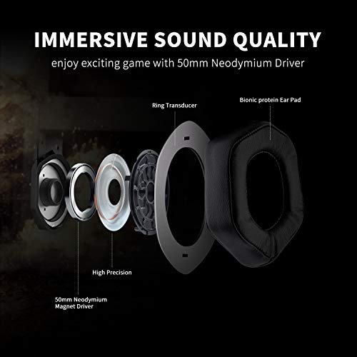 Auriculares Gaming,GAKOV Cascos para Gaming Estéreo Super Bajo Cascos over-ear con Sonido Envolvente,Luz LED y Micrófono que Elimina los Ruidos,Compatible con Xbox One,PS4,PC, PS Vita,Smartphone