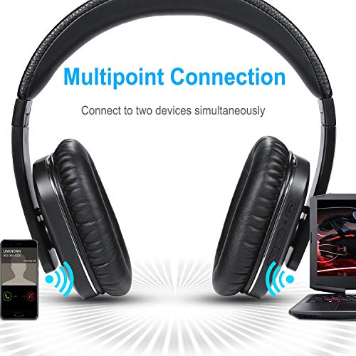 Auriculares inalámbricos Bluetooth con ANC - August EP750 - Auriculares con cancelación Activa de Ruido para Ordenadores portátiles/Smartphones/tabletas - Reduce el Ruido del Motor de Viaje aéreo