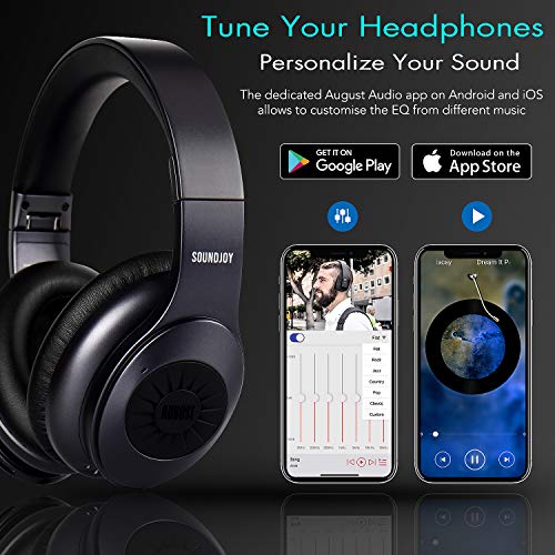 Auriculares Inalámbricos con Cancelación Activa de Ruido Bluetooth 5.0 - August EP765 - ANC Over-Ear aptX-LL Headphones con CVC 8.0 Micrófono/Tipo-C Carga Rápida/30 Horas de Reproducir - EQ Audio App