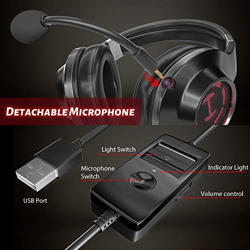 Auriculares para juegos, sonido estéreo envolvente con cable con micrófono y control de volumen para PC, tabletas, ordenadores portátiles, teléfonos celulares(negro)