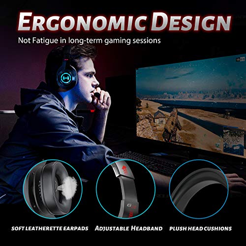 Auriculares para juegos, sonido estéreo envolvente con cable con micrófono y control de volumen para PC, tabletas, ordenadores portátiles, teléfonos celulares(negro)