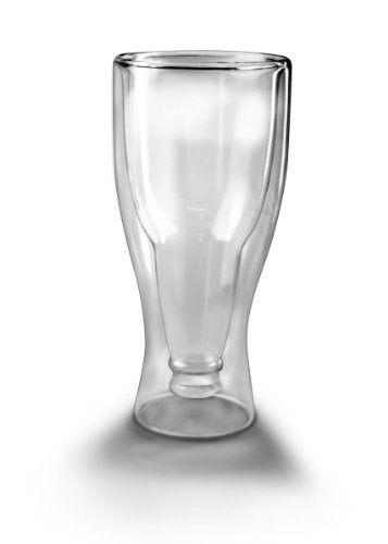 Autek Conjunto de 2 de Vasos de cerveza con doble cristal pared, diseño botella de cerveza, en 330ml