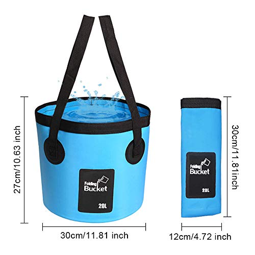 AUTOPkio Cubo Plegable 20L - Cubo Plegable portátil Portador de Agua Contenedor de Lavado para Acampar Senderismo Pesca Viajes (Azul)