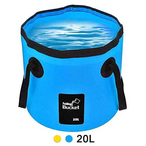 AUTOPkio Cubo Plegable 20L - Cubo Plegable portátil Portador de Agua Contenedor de Lavado para Acampar Senderismo Pesca Viajes (Azul)