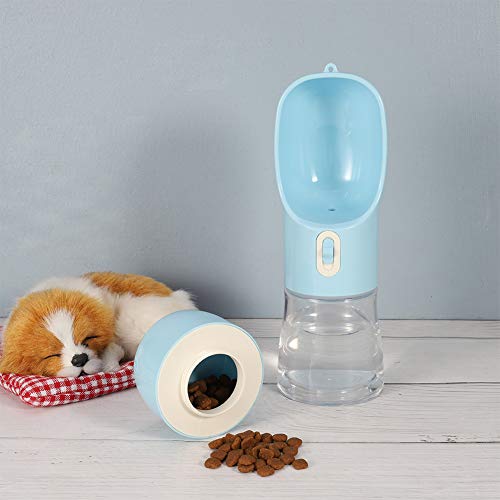 AUXSOUL Botella de Agua para Perros 2 en 1 Botella de Agua de Viaje para Perros Botella de Agua Portátil Dispensador de Agua para Perros Botella de Viaje para Mascotas - Azul