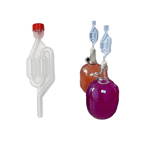 Aweisile Tubo de Fermentación 5 Piezas Airlock Fermentacion Válvula Antirretorno Desague de Escape 10mm Transparente con 5 Piezas de tapón para Kit de Vino de Fermentación Casera