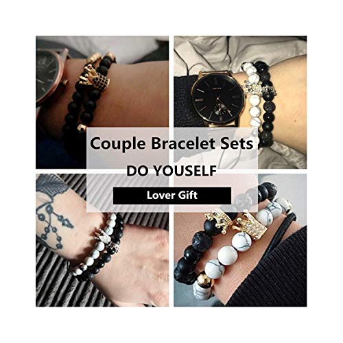 Awertaweyt Pulsera de Cuentas, Charms Stone Beads Men Couple Bracelets Jewelry For Women 2Pcs/Set Bangles Sets Masculina Bileklik Pulseira Feminina ZJ1734H