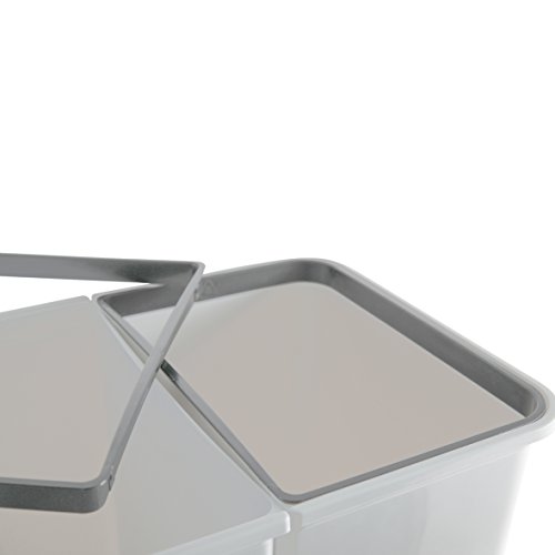 Axentia – Cubo de basura doble con 2 compartimentos, separador residuos (2 x 23 l), Plástico, Gris granito, 43 x 33 x51 cm