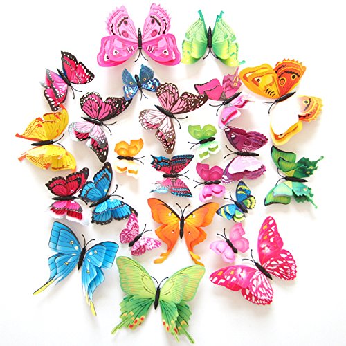 Baanuse Adhesivos 3D Decorativos para Pared, diseño de Mariposas. 12 Unidades