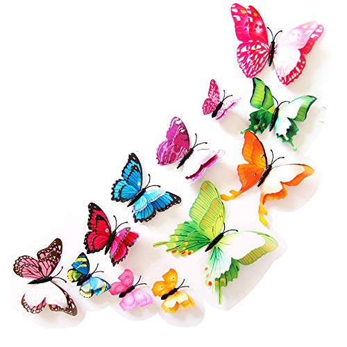 Baanuse Adhesivos 3D Decorativos para Pared, diseño de Mariposas. 12 Unidades