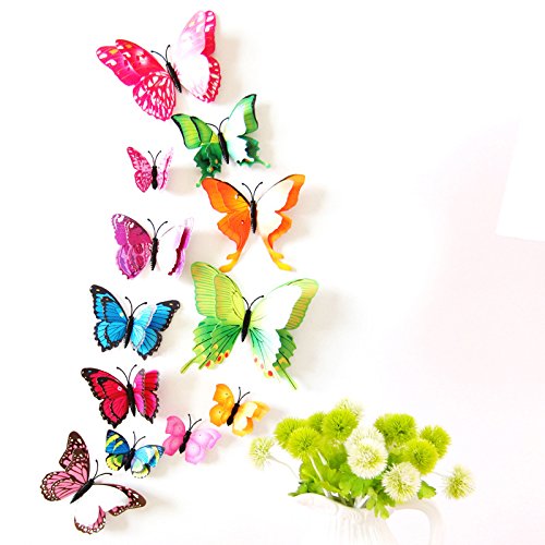 Baanuse Adhesivos 3D Decorativos para Pared, diseño de Mariposas. 12 Unidades