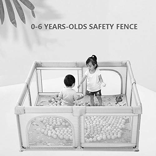 Baby Playpen Anti-Fall Play Pen, Super Play Yard Play Fence con Puerta con Cremallera para Niños De 0 A 6 Años (Color : Gray, Size : L.120 x W.160 x H.70cm)