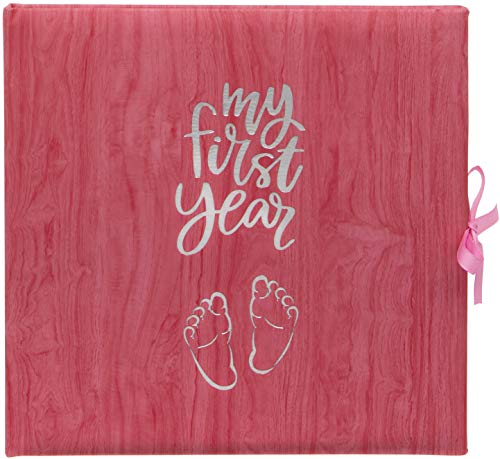 Baby 's My First Year Record - Libro de registro para conmemorar el nacimiento a través de su primer año en la tierra, color rosa