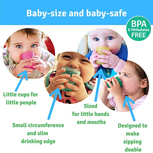 Babycup Primer Vaso - vaso aprendizaje bebe 4m+, Sippy cup abierto graduado y transparente, 100% reciclable y libre de BPA, capacidad de 50ml, set de 4, (multi)