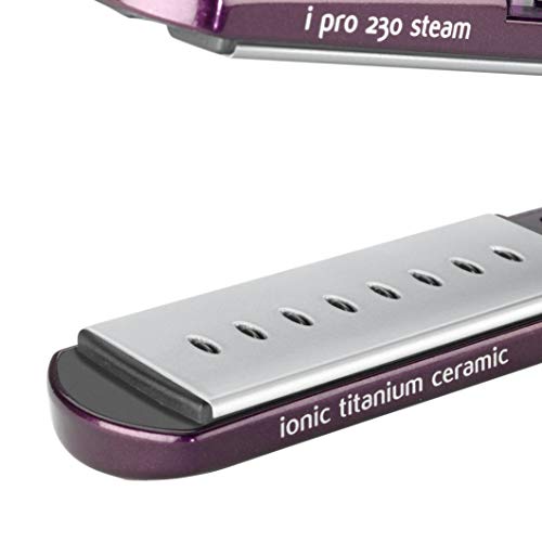 Babyliss Ipro 230 Steam - Plancha de Vapor Profesional con Revestimiento de Cerámica, Iónica, 5 Ajustes de Temperatura de 170 a 230ºc, Morado