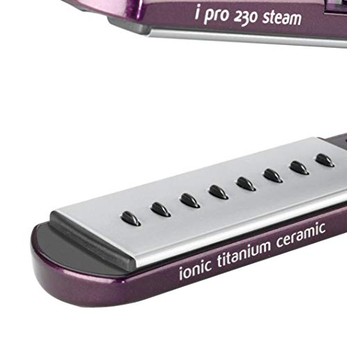 Babyliss Ipro 230 Steam - Plancha de Vapor Profesional con Revestimiento de Cerámica, Iónica, 5 Ajustes de Temperatura de 170 a 230ºc, Morado