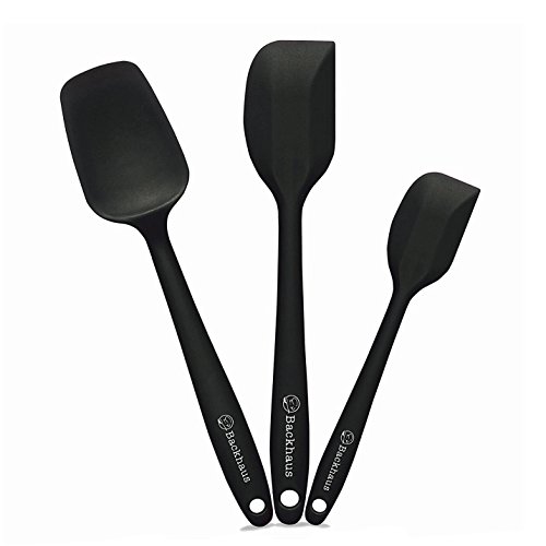 BACKHAUS Espátulas de silicona antiadherente - Utensilios de Concina sin BPA con núcleo fuerte de acero inoxidable (Negro)