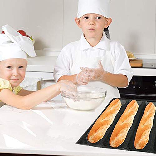 Baguette Bandeja para hornear, molde para hornear pan de palito francés, molde de silicona antiadherente, bandeja reutilizable para hornear de baguettes – para 5 Baguettes Tamaño libre As Picture Show