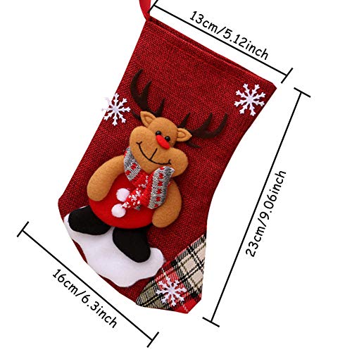 BAIBEI 4Pcs Medias de Navidad, Christmas Stocking Calcetines, Decoración Navideña Caramelo Regalo Bolsa Santa Claus, Muñeco de Nieve Reno Oso