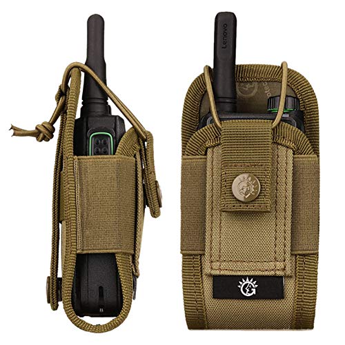 BAIGIO Walkie Talkie Funda Bolsa Militar Multi-Función Bolsa Carcasa Funda Case de Nylon para Walkie-Talkie Radio,Dispositivos Electronicos Portatiles y GPS, etc. Bolsa del Teléfono (Marrón)