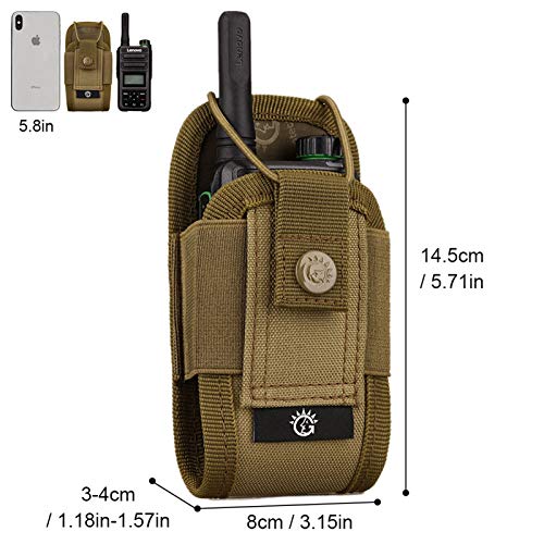 BAIGIO Walkie Talkie Funda Bolsa Militar Multi-Función Bolsa Carcasa Funda Case de Nylon para Walkie-Talkie Radio,Dispositivos Electronicos Portatiles y GPS, etc. Bolsa del Teléfono (Marrón)