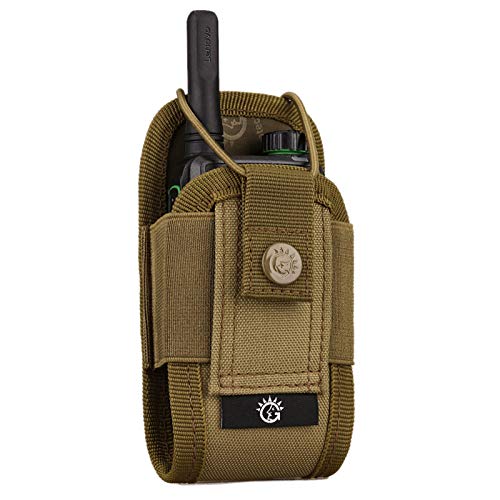 BAIGIO Walkie Talkie Funda Bolsa Militar Multi-Función Bolsa Carcasa Funda Case de Nylon para Walkie-Talkie Radio,Dispositivos Electronicos Portatiles y GPS, etc. Bolsa del Teléfono (Marrón)