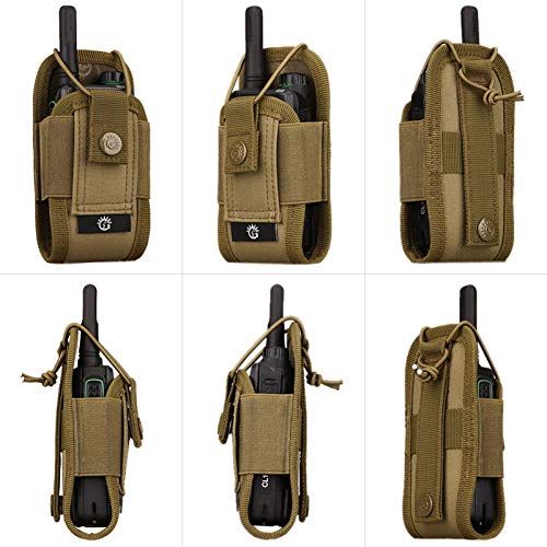 BAIGIO Walkie Talkie Funda Bolsa Militar Multi-Función Bolsa Carcasa Funda Case de Nylon para Walkie-Talkie Radio,Dispositivos Electronicos Portatiles y GPS, etc. Bolsa del Teléfono (Marrón)