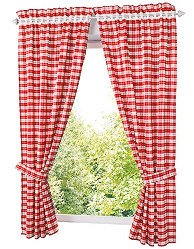 BAILEY JO Visillo con Rejilla Bordado Bistro Cortina Voile Transparente Cortina, Rot 2pc, HxB 145x80cm