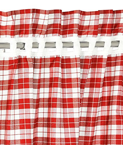 BAILEY JO Visillo con Rejilla Bordado Bistro Cortina Voile Transparente Cortina, Rot 2pc, HxB 145x80cm