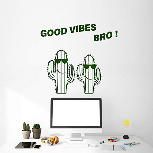 BailongXiao Calcomanía de Pared de Vinilo de música Rock habitación de niño Cactus en Gafas de Sol Positivo Buena resonancia Hermano Etiqueta de la Pared decoración Sala de Estar Moda 68x75 cm