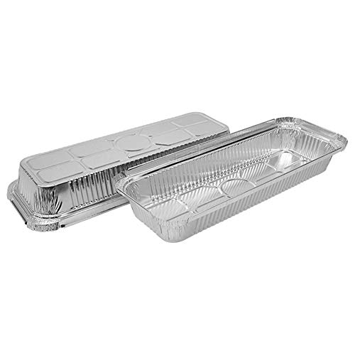BAIZAN Papel De Aluminio Bandejas Desechables, Rectángulo Cocinar Almacenamiento De Alimentos para Llevar Caja De Embalaje para Pinchos 20 Piezas