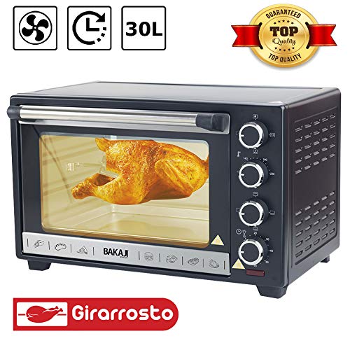 Bakaji 2830664 - Horno eléctrico ventilado con luz interior, 30 l, potencia 1600 W