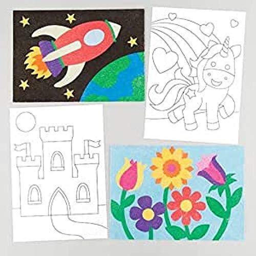 Baker Ross- Dibujos para Decorar con Arena y Purpurina (Pack de 8) -Manualidades Infantiles