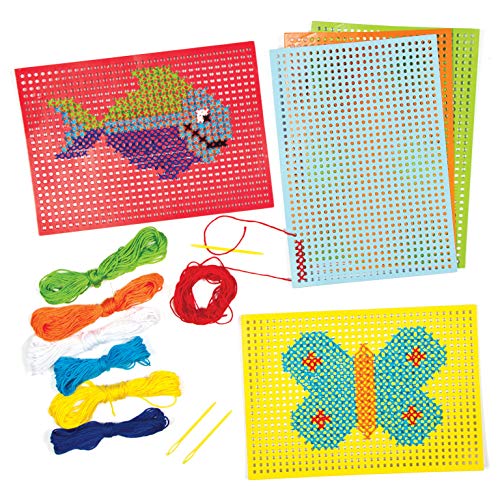 Baker Ross- Kits de Punto de Cruz (Pack de 6) -Manualidades Infantiles para Coser y exhibir