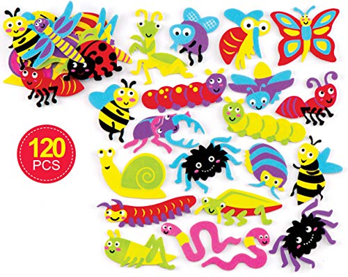 Baker Ross- Pegatinas de Espuma con Insectos (Pack de 120) para Que los niños Puedan diseñar, Crear y exhibir - Kit de Manualidades Creativas